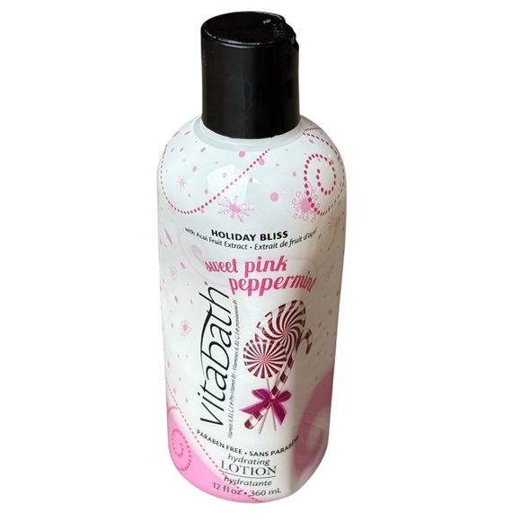 Vitabath Holiday Bliss Sweet Pink Peppermint Hydrating Lotion 12 oz - Picture 2 of 6